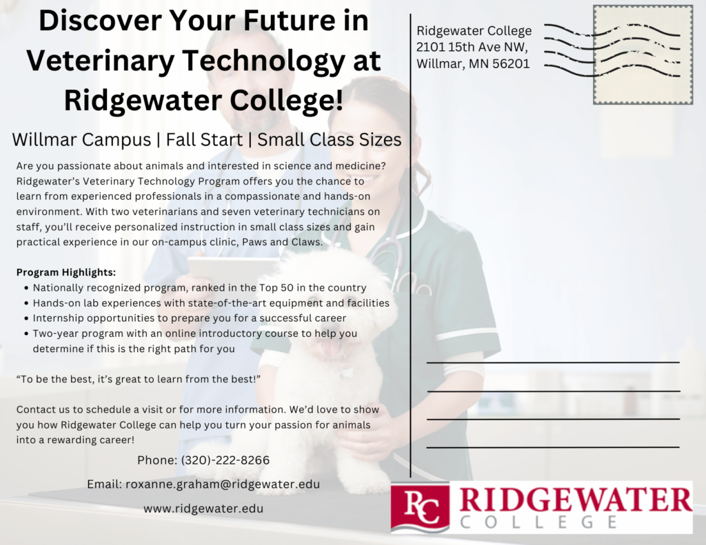 Ridgewater Vet Tech Post Card Idea