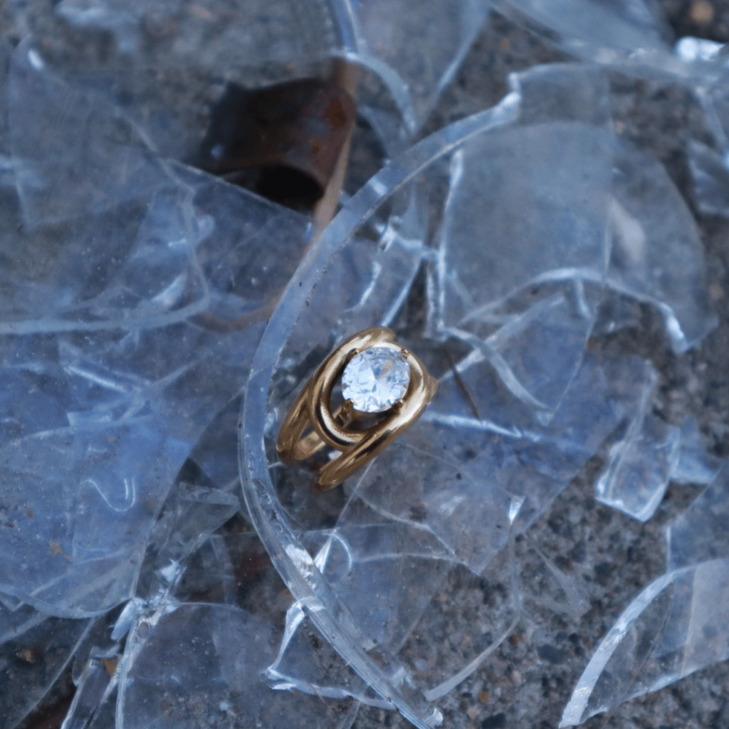 Gold Ring On Glass Jewelry Photo shoot